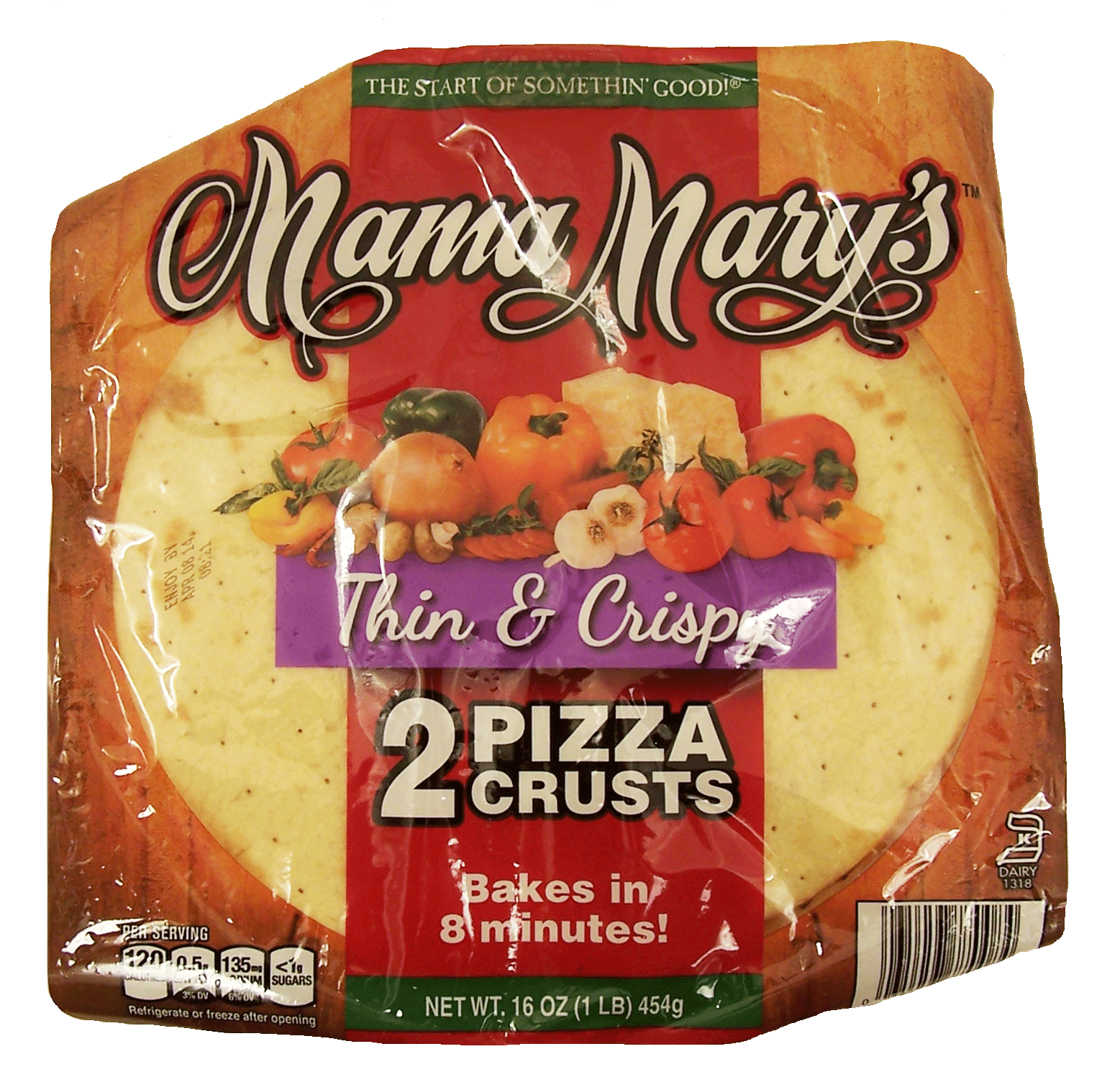 Mama Mary's  pizza crusts, thin & crispy, 2 crusts, refrigerate after opening Full-Size Picture